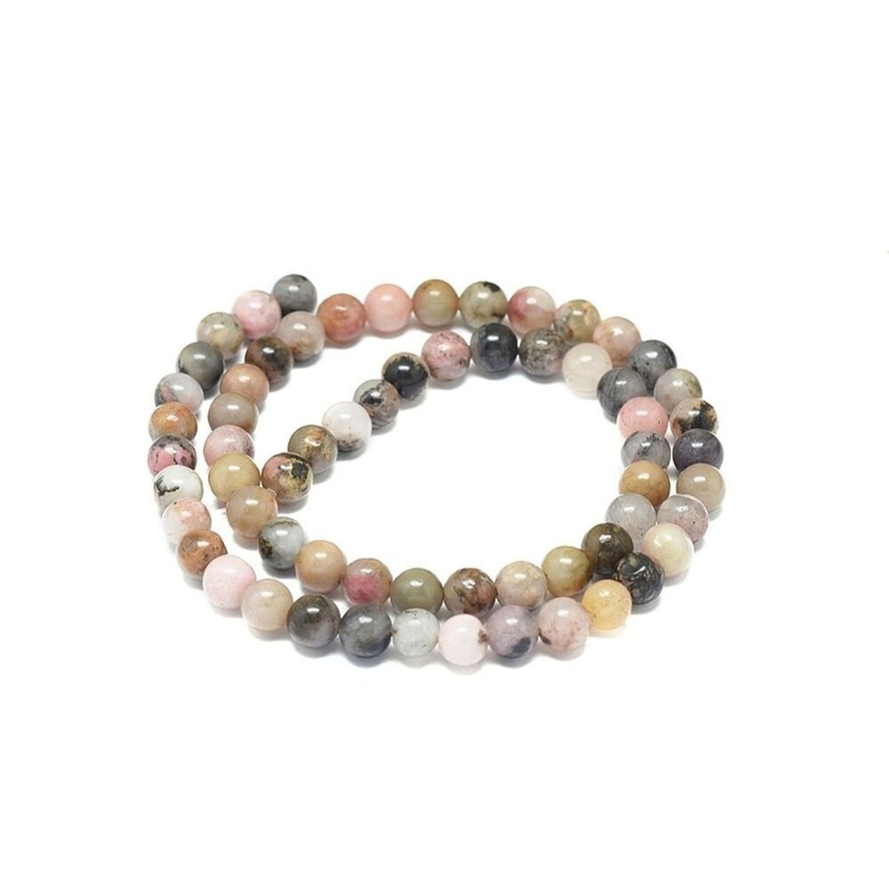 6MM Rhodonite Beads-ONE Gemstone Bead Strand-Jewelry‎ Making Supplies Crafts NWT